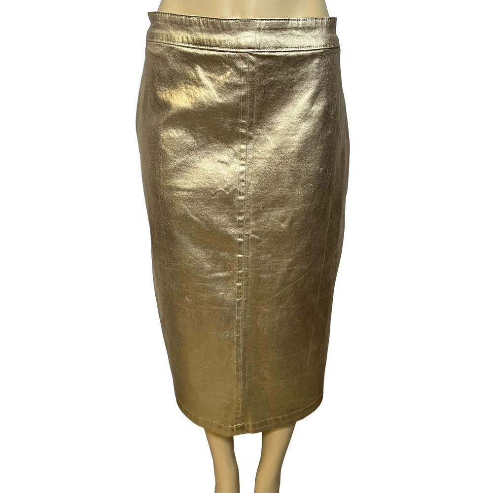 Joes Jeans Gold Foil Metallic Midi Skirt Long Skirt 32 Waist. Glam Costume 80's